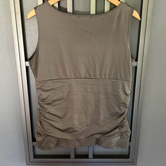A'nue Ligne taupe ruched Neck top sleeveless stretch fabric size L1 - Picture 4 of 4